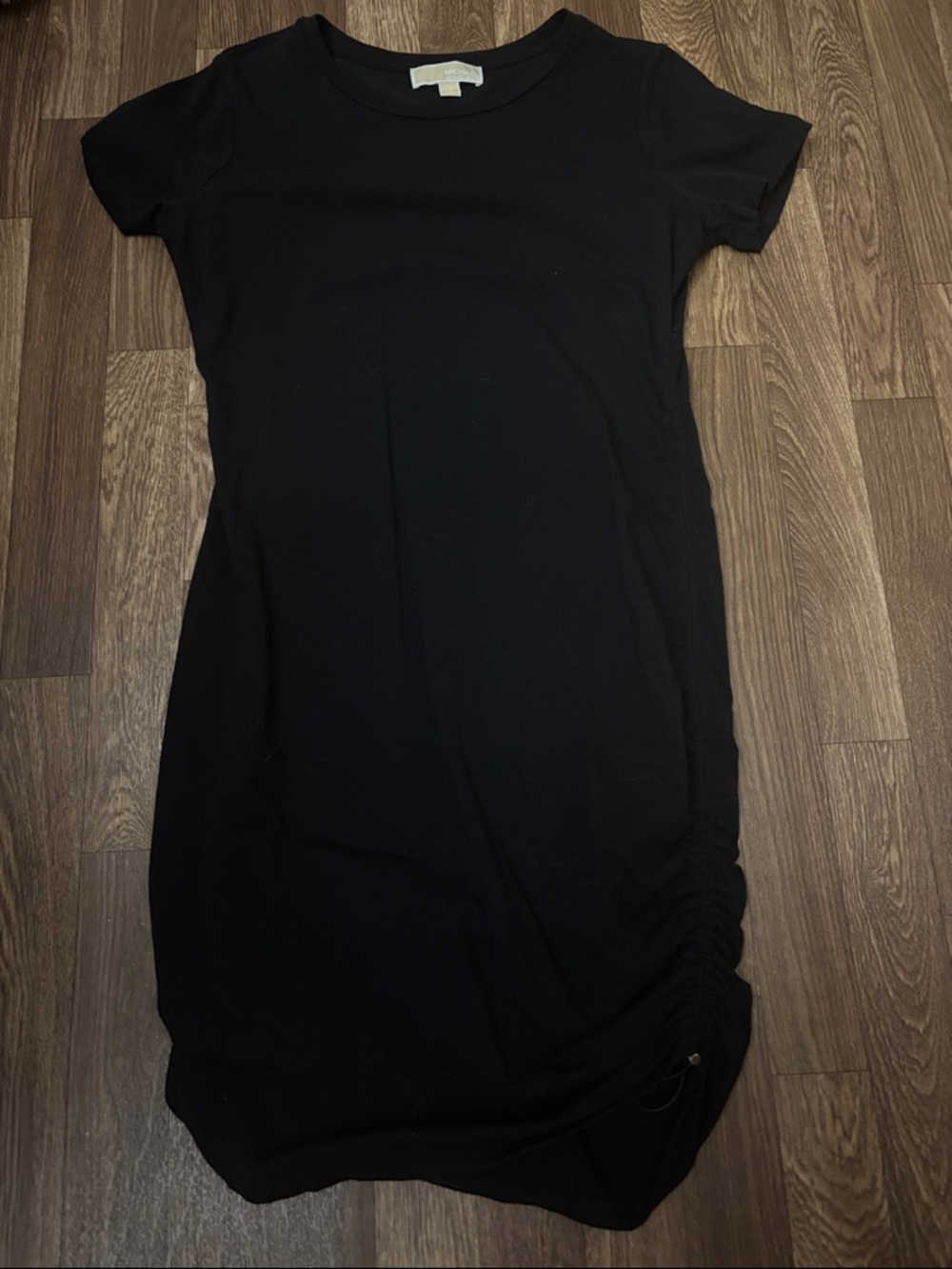 Michael Kors Black Short Sleeve Ruched-Side Tunic